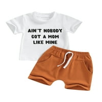 Musuos Toddler Boy ljetni set odjeće, Pismo Ispis kratkih rukava CRAT majica + elastični šargani struki