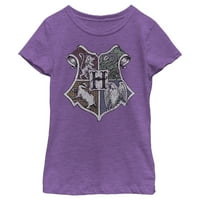 Djevojka Harry Potter Hogwarts House Mascor Crest Grafički tee ljubičasta bobica Mala