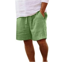 Cacomomrk PI muške kratke hlače za čišćenje Ležerne prilike pune boje džep elastični struk ravno poluvremene kratke hlače zelena
