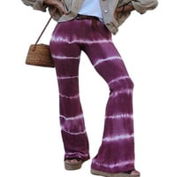 FrontWork Boho Hippie High Squat platno hlače od ženskih ispisanih širokih noga s dugim pantalonama