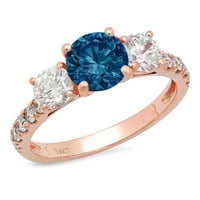 2.02ct okrugli rez prirodni London Blue Topaz 18k ruža Gold Gold Anniverment Angagement Kamena prstena