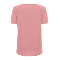 Ženski vrhovi bluza Grafički otisci kratkih rukava modne žene ljetne V-izrez T-majice Tunika tee ružičasta
