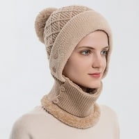 Šešinske ženske čvrste boje zadebljano toplim vjetrom zaštita od vjetra hladno vunena kapa bež Jedna
