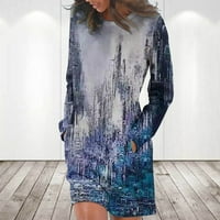 Olyvenn ženski odmor dugačak haljina raglan rukava dugi rukav mamur haljina Trendy Fashion Winter Contrast