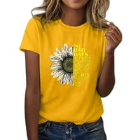 Majica Dyfzdhu za žene Sunflower Ljetna majica plus veličina labava bluza vrhova djevojka kratkih rukava Grafički povremeni teže