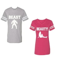Zvijer Beauty Unise Par koji odgovara pamučnom dresu Stil majica kontrastne pruge na rukavima