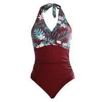 Koudehua Ženski kupaći kupaći kupaći kupaći kostimi skelopirani V izrez niskih leđa Podesivi kaim