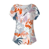 Apepal V rect T majice za žene cvjetne ljetne vrhove kratkih rukava majica Ležerne prilike Tunting White