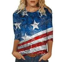Ženski vrhovi bluza Modni rukav Graphic Print Women Ljetni posadni vrat T-majice Tunic Tee Plava L