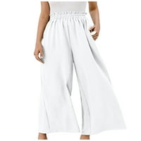 Žene plus veličine pune boje casual labave hlače yoga hlače Žene pantalone bijele m