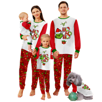 Porodica koja se podudaraju sa božićnim pidžamama Zelena Santa crtani tiskani Veličine za djecu za kućne