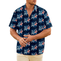 4. jula muška havajska majica SAD Nacionalna zastava Boja blok košulja ovratnik casual svakodnevna odjeća