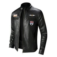 Zimska crna muška jesenska tanka kožna jakna modni moto motociklistički kaput