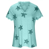 Darzheoy ženski ljetni V-izrez casual komforan zvjezdana zvezda seksi čipka atmosfera osjeća čipku čipka za majicu ispod 10 $