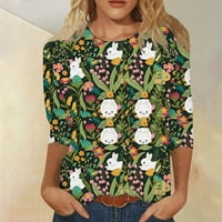 Hanas ženske ljetne modne majice, tri četvrtine rukava za pulover za pulover u obliku vrata, dnevni