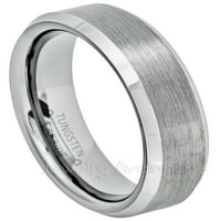 Vjenčani opseg Tungstena - četkani završetak Comfort Fit Beveled Edge Tungsten Carbidne prsten - Tungsten Rink - TN038S6