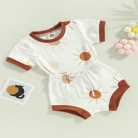 Arvbitana Baby Girls Boys Horts Set Sun Cvjetni ispis Kratki rukav + kratke hlače za kratke hlače Ljetne trenerke od 0-3t