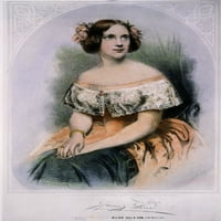 Jenny Lind. NSWEDSKI sopran pjevač. Litografija, američki, 1850. poster Print by