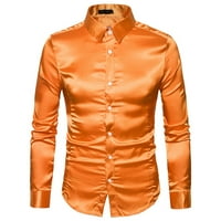 Košulje s dugim rukavima za muškarce Muška visokokvalitetna Ležerna modna sjajna majica s dugim rukavima Orange XL