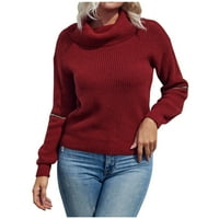 Zunfeo džemper za žene - pletene vrhove Topla Slim Fit Solid Dugi rukav visoki pulover sa zimskim vrhovima