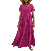 Ležerna haljina za žene Ljeto cvjetna tined maxi haljina kratkih rukava Bohemian Maxi haljina 2xl