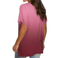 Modni ženski labavi casual gradijent V izrez Tors majica kratkih rukava ženska bluza
