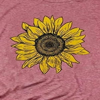 ANBECH Sunflower majica Grafički tens Žene Thirts Kratki rukav vrhovi kratkih vrata Dame Patriotska