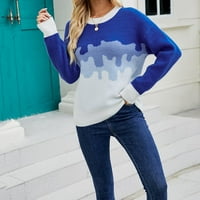 Homodles Ženski džemper s dugim rukavima - Pulover casual okruglih vrata Sole Blue Veličina XL
