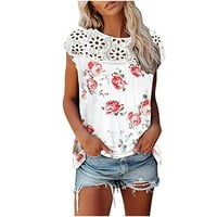 Zodggu Womens Peplum vrhovi labava bluza za trendy ponude Kratki rukav ljetni vrhovi Vintage Cvjetni