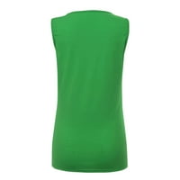 Puawkoer ženski casual labav solidan gumb s punim bojama V-izrez bez rukava prsluci ženski vrhovi XL zeleni