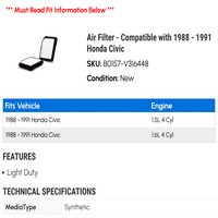 Zračni filter - kompatibilan sa - Honda Civic 1990