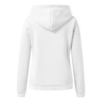 Fatuov duksevi za žene Duks dugih rukava Čvrsta boja jesen gumb pulover džepni duks bijeli kapuljač