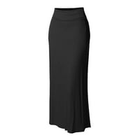 Čvrsti visoki struk ženske dame Comfort Bodycon Stitchhing Long Maxi suknja
