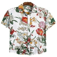 MENS Slim Fit s kratkih rukava s kratkim rukavima na majica Tropska plaža Komforna Soft Ljetni Havajski