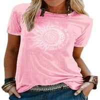 Voguele Women TEE Crew vrat kratkih rukava majica Loungewear Tunic Labavi majica Pink XL