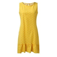 Žute haljine za ženske kaznene haljine pune boje bez rukava plus veličine okruglog vrata labav moder
