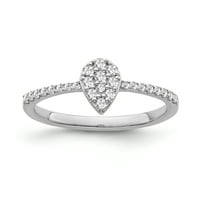 Fini nakit 10k bijeli zlatni dijamantski kruški prsten, veličina 5.5