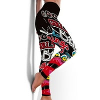 Outfmvch Yoga hlače Duksete Žene Modni ispis Prozračne vežbe za dizanje Yoga Hlače Teretane Kratke hlače Žene Black XXL