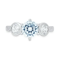 1.72CT okrugli rez plavi simulirani dijamant 18k bijelo zlato graviranje izjava godišnjica Angažovanje vjenčanja Trobotna prstena veličine 7,25
