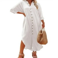 Paille dame majica haljina s dugim rukavima Ljeto plaža Sundress Solid Color Maxi haljine casual Travel