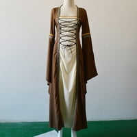 Haljine za žene Vintage L Tlocrt Dužina gotičkih ženskih pada modni kaki s