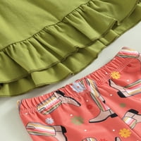 Jaweiwi Toddler Kids Girls Odjeća Set Solid Boja kratkih rukava Crew Tops Haljina i cvjetne čizme Stoke Print pants hlače, 2-7 godina