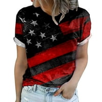 Košulje za žene 4. jula Dan nezavisnosti Američka zastava Kratki rukav Okrugli izrez USA zastava Labavi patriotski majica