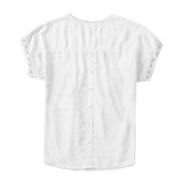 Ženski bluze s kratkim rukavima Čvrsta bluza Žene Vruće prodaje V-izrez Tee bijeli m