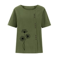 Olyvenn ženski trendy gumbi pamučne majice uštede modne ljetne kratke rukave maslačke grafičke vrhove