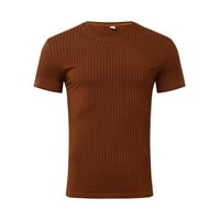 Muška majica Vertikalna pruga čvrsta boja okrugli vrat Stretch Fitness Fitness Majica s kratkim rukavima