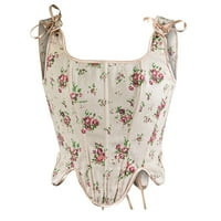 Yueulianxi moda moda bustier corset top patentni zatvarač čipke cvjetni ispis Push up gornje vrh Vintage