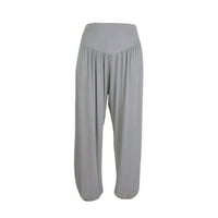 Ženske casual pantalone elastične labave udobne joge sportske plesne harem hlače siva veličina s