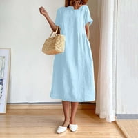 MIDI Labava haljina za žensko čišćenje Čvrsta retro boho odjeća za odmor za odmor Elegantni slobodno