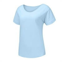 Košulje za žene Grafički trendy pamuk i posteljina o vratu Čvrsti kratkih rukava bluza na vrhu Thirts